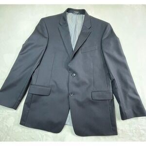 TOMMY HILFIGER Mens 42 R Blazer Jacket Wool Navy Blue Pinstriped